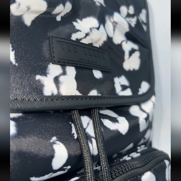 Like New!! Ted Baker Black and White Floral Backpack - Picture 5 of 15